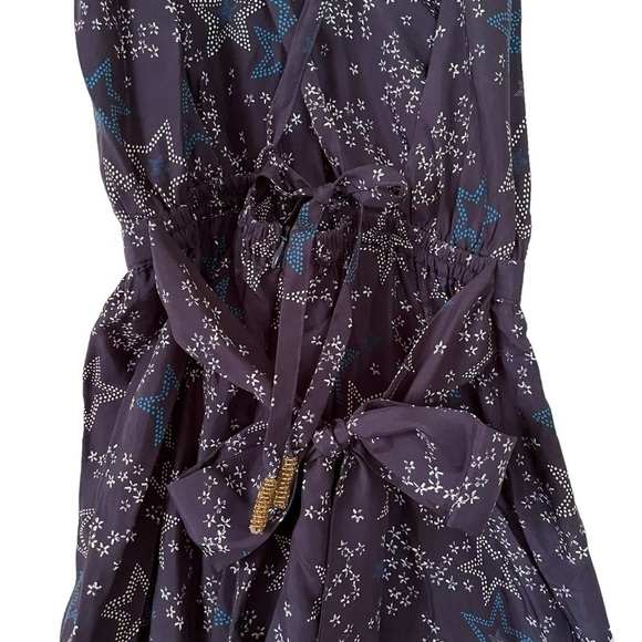 Paloma Blue “Eclipse” star print silk crepe de chine navy sleeveless jumpsuit - Picture 5 of 14